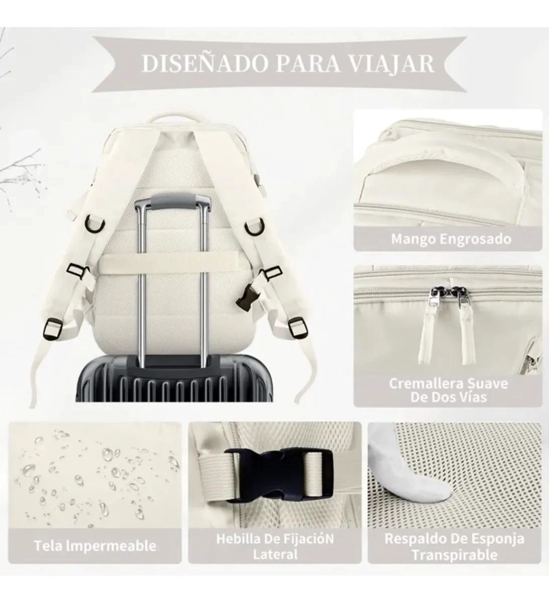 MOCHILA EXPANDIBLE IMPERMEABLE PARA VIAJES Y ESCUELA - 4