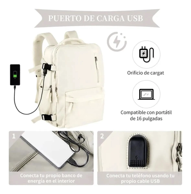 MOCHILA EXPANDIBLE IMPERMEABLE PARA VIAJES Y ESCUELA - 5