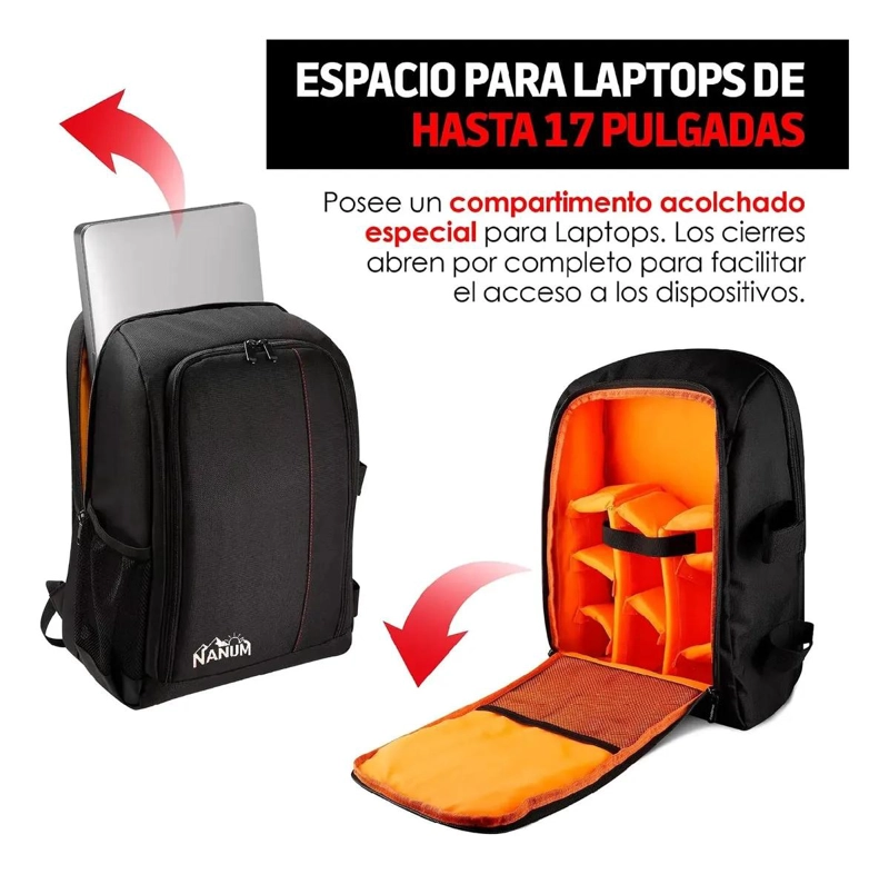 MOCHILA FOTOGRAFICA Y PARA LAPTOP CON COMPARTIMENTOS AJUSTABLES - 4