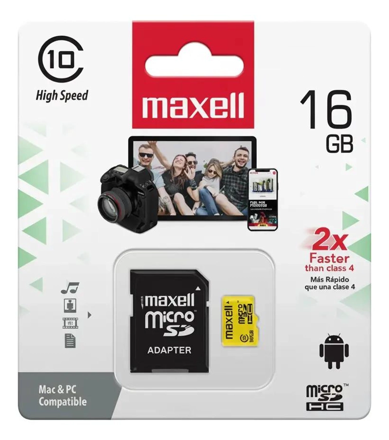 TARJETA MICROSD 16GB CLASE 10 CON ADAPTADOR SD INCLUIDO - 2