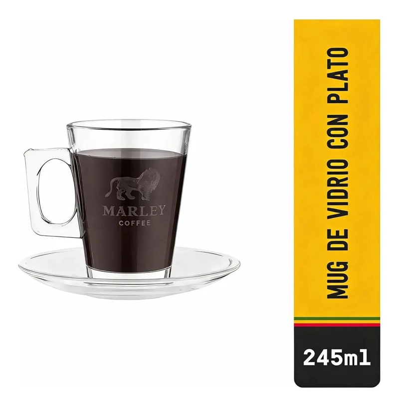 SET DE TAZA Y PLATILLO DE VIDRIO ELEGANTE 245 ML - 1