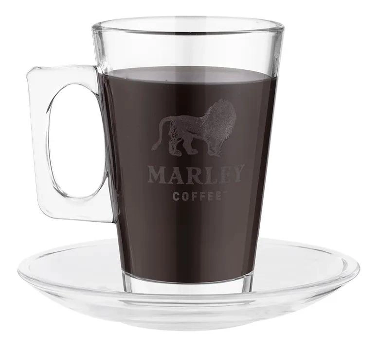 SET DE TAZA Y PLATILLO DE VIDRIO ELEGANTE 245 ML - 2