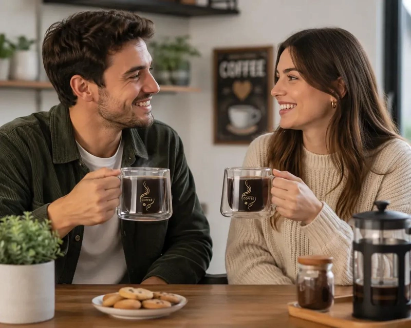 SET DE 2 TAZAS DE VIDRIO DOBLE PARED PARA CAFE  Y TE - 4