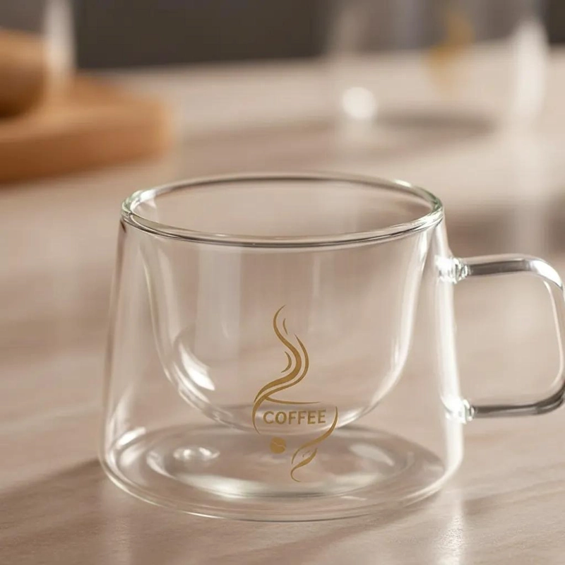 SET DE 2 TAZAS DE VIDRIO DOBLE PARED PARA CAFE  Y TE - 6