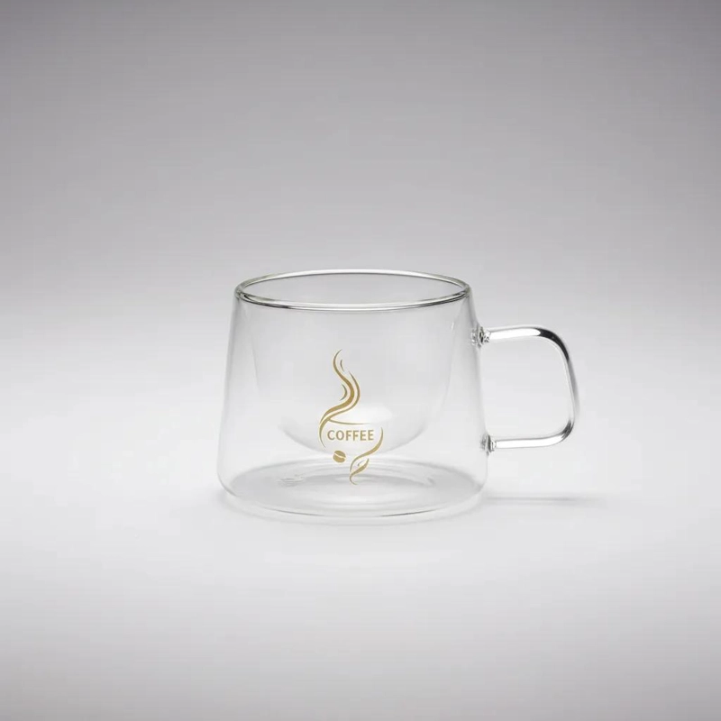 SET DE 2 TAZAS DE VIDRIO DOBLE PARED PARA CAFE  Y TE - 7