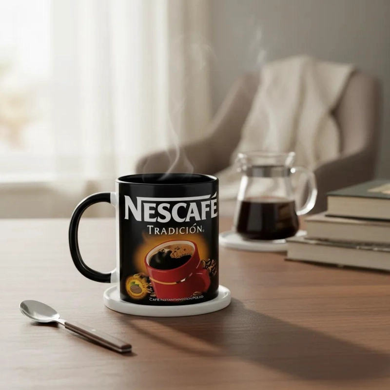 TAZA DE CERAMICA NEGRA PARA CAFE  Y TE  CON DISEÑO ORIGINAL - 2