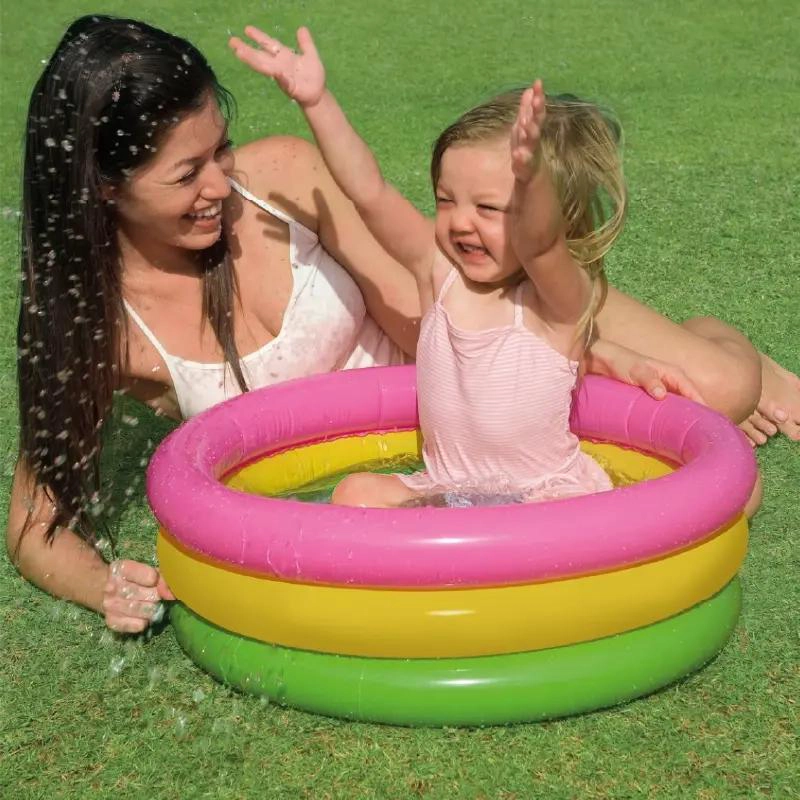 PISCINA INFLABLE REDONDA INFANTIL MULTICOLOR PARA NIÑOS - 2