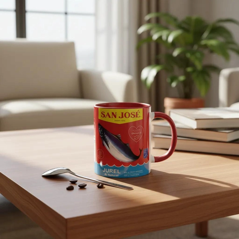 TAZA JUREL SAN JOSE  11OZ CERAMICA BICOLOR ROJA HUMOR - 1