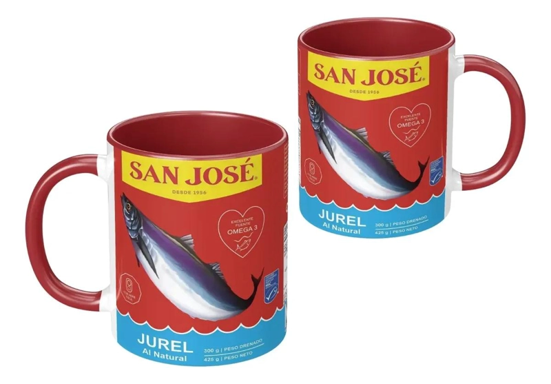 TAZA JUREL SAN JOSE  11OZ CERAMICA BICOLOR ROJA HUMOR - 2