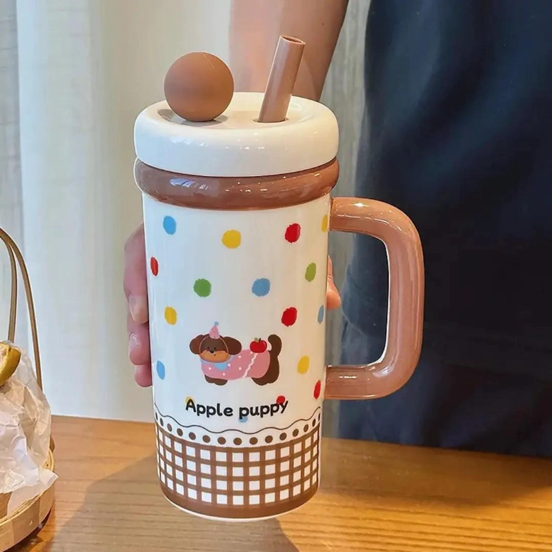 TAZA DE CERAMICA KAWAII CON DISEÑO DE GATO Y PERRO - 4