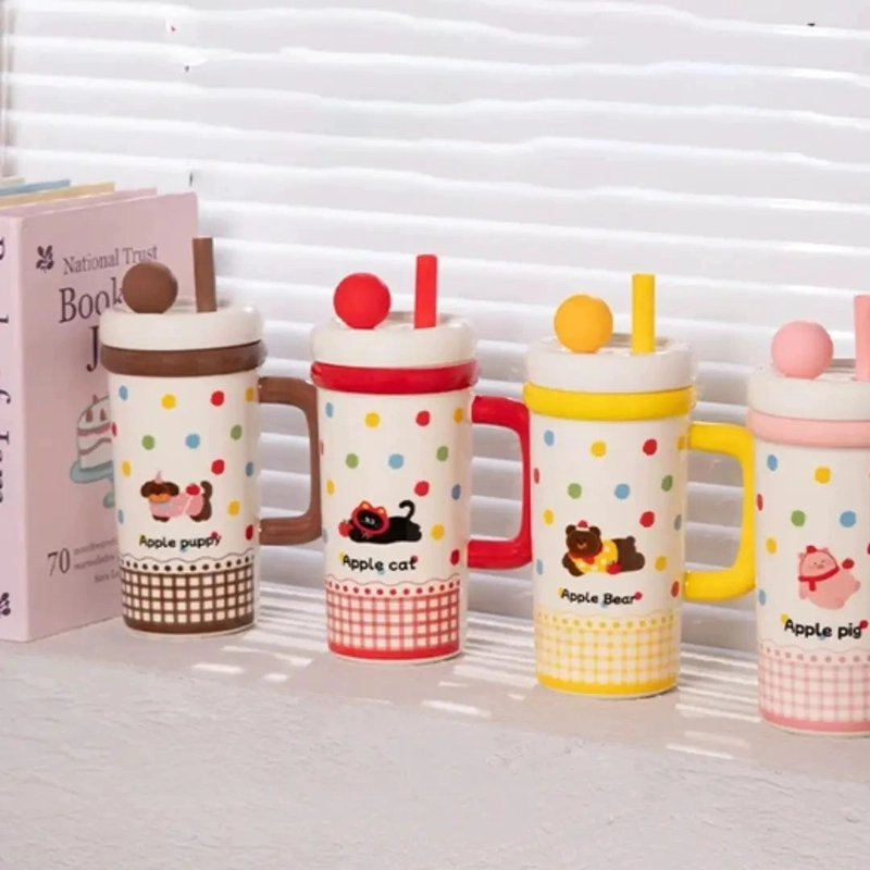TAZA DE CERAMICA KAWAII CON DISEÑO DE GATO Y PERRO - 5