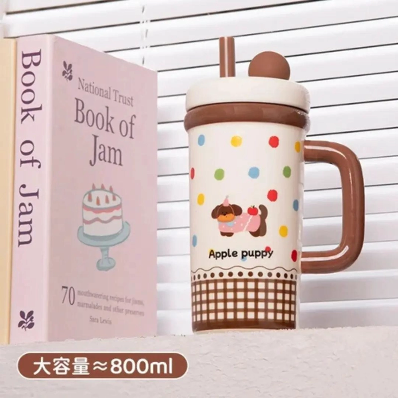 TAZA DE CERAMICA KAWAII CON DISEÑO DE GATO Y PERRO - 6