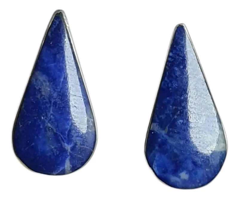 AROS DE LAPISLAZULI EN PLATA 950 CON DISEÑO ELEGANTE - 1