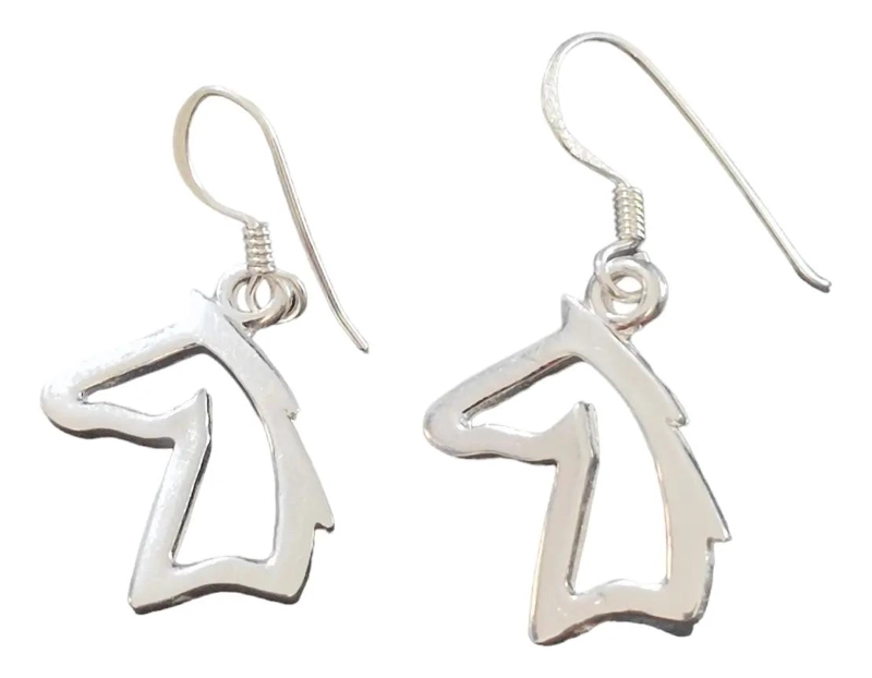 AROS DE PLATA 925 CON DISEÑO DE CABALLO Y CAJA REGALO - 1