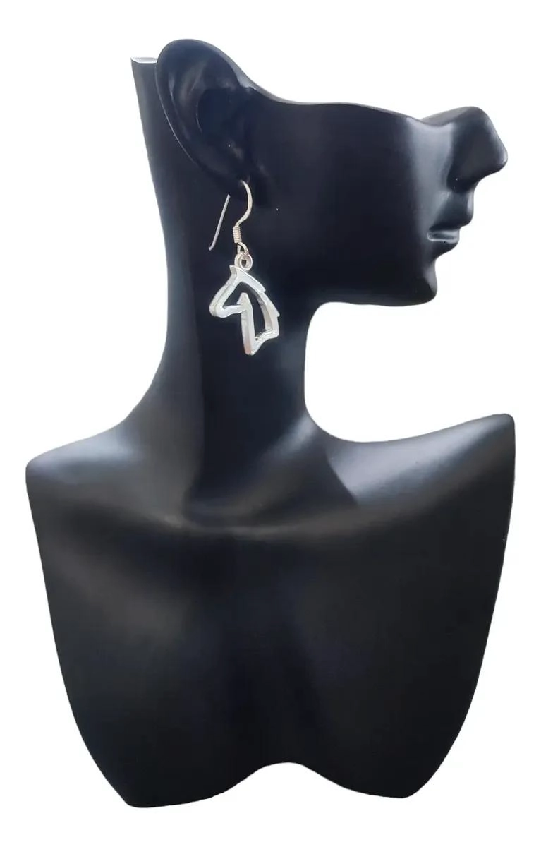 AROS DE PLATA 925 CON DISEÑO DE CABALLO Y CAJA REGALO - 2