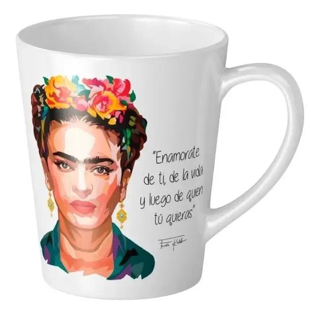 TAZA CONICA BLANCA DE 12 ONZAS CON DISEÑO ARTISTICO - 1