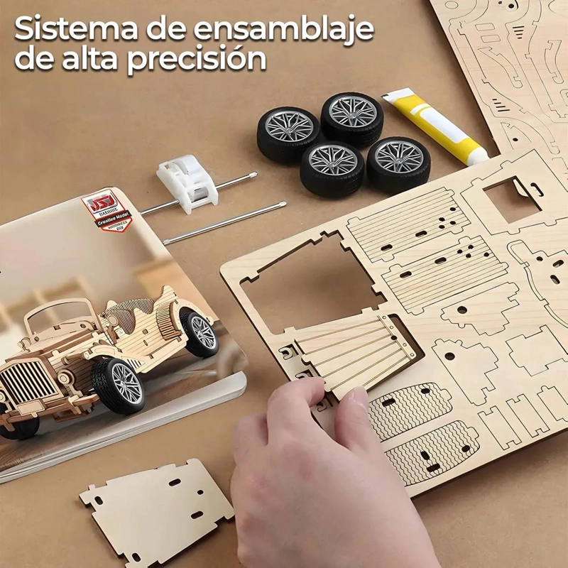 PUZZLE 3D DE MADERA AUTO CLASICO CON MOTOR DINAMICO - 5
