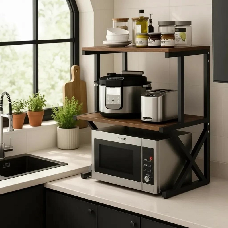 ESTANTE ORGANIZADOR DE COCINA PARA MICROONDAS Y UTENSILIOS - 1