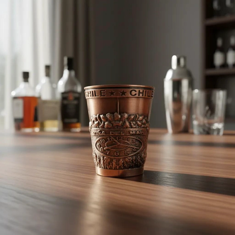 VASO DE COBRE CON DISEÑO FLORAL PARA BEBIDAS - 1