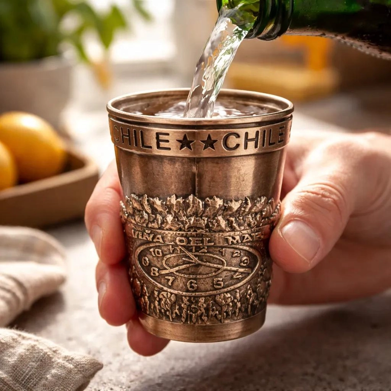 VASO DE COBRE CON DISEÑO FLORAL PARA BEBIDAS - 3
