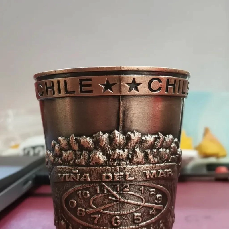 VASO DE COBRE CON DISEÑO FLORAL PARA BEBIDAS - 4