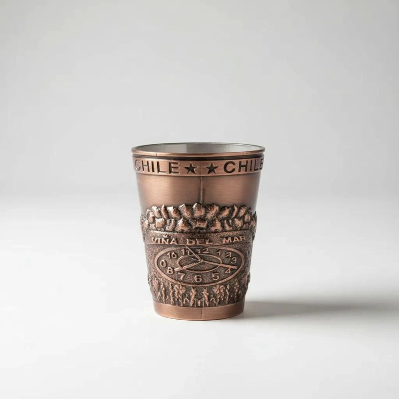 VASO DE COBRE CON DISEÑO FLORAL PARA BEBIDAS - 5