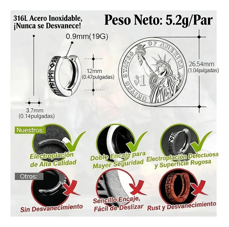 AROS VIKINGOS DOBLE TONO CON RUNAS FUTHARK UNISEX - 3