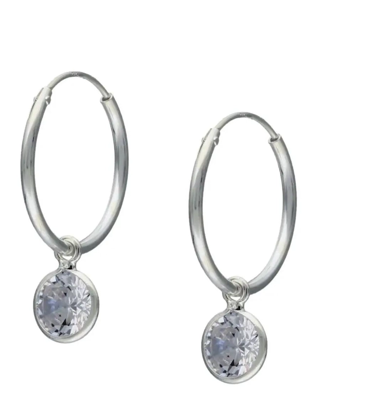 AROS DE ARGOLLA DE 16 MM CON CIRCONITAS EN PLATA LEY 925 - 1