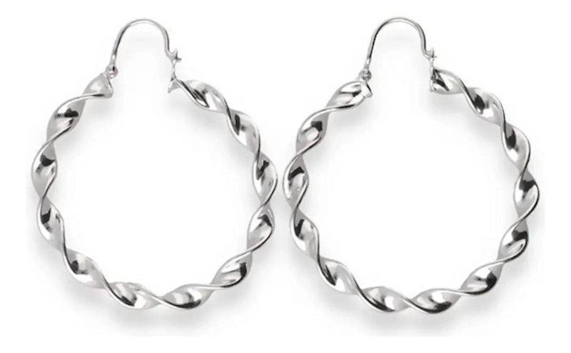 AROS PENDIENTES ENTORCHADOS DE PLATA 925 PARA MUJER - 1