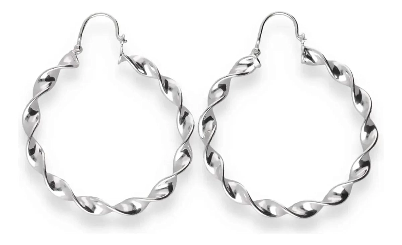 AROS PENDIENTES ENTORCHADOS DE PLATA 925 PARA MUJER - 2