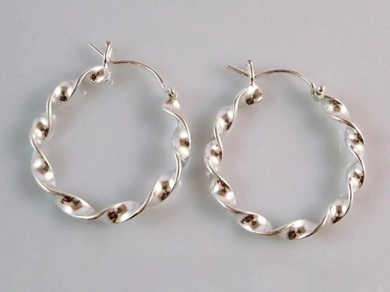 AROS PENDIENTES ENTORCHADOS DE PLATA 925 PARA MUJER - 3