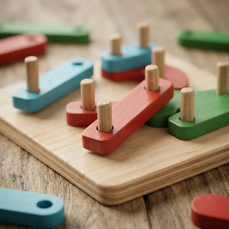 JUEGO DIDACTICO DE MADERA PARA NIÑOS CON ENCAJE Y CONSTRUCCION - 2