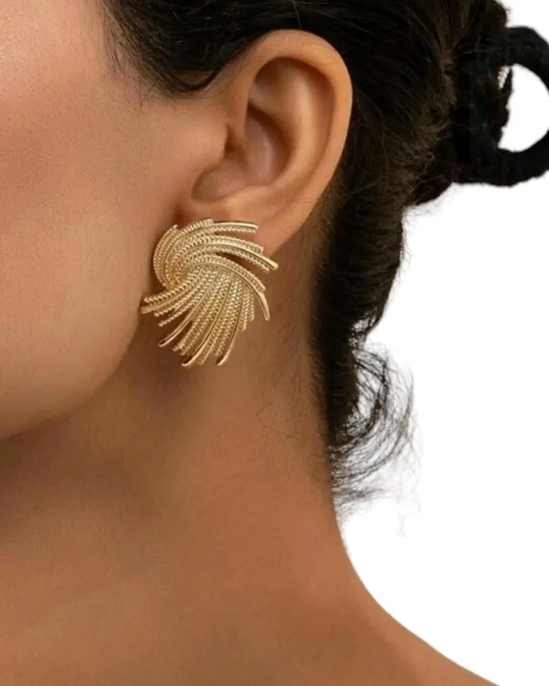 AROS GEOME TRICOS ABSTRACTOS EN BAÑO DE ORO 18K PARA DAMA - 1