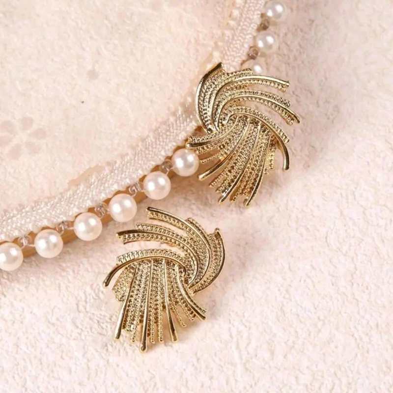AROS GEOME TRICOS ABSTRACTOS EN BAÑO DE ORO 18K PARA DAMA - 4