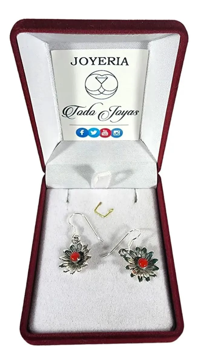 AROS COLGANTES DE PLATA 925 CON DISEÑO FLORAL DE JASPE - 2