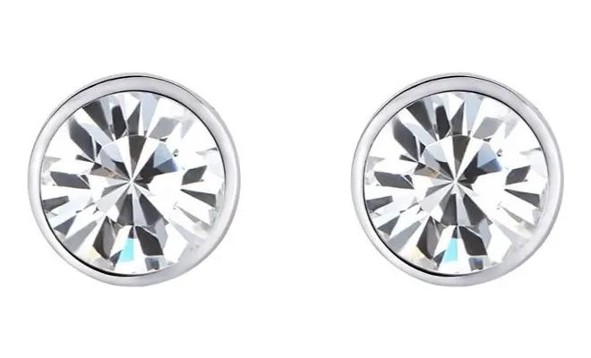 AROS DE CRISTALES AUSTRIACOS BAÑADOS EN ORO BLANCO - 1