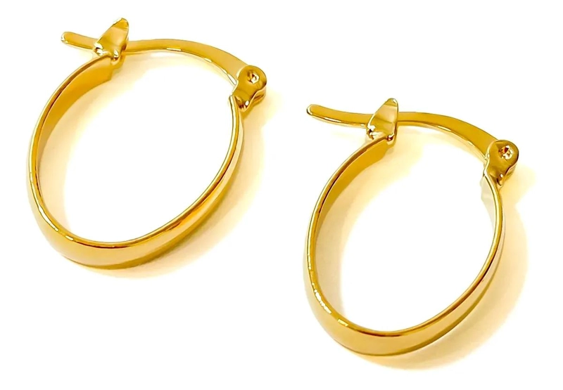 AROS OVALADOS DE BISAGRA ENCHAPADOS EN ORO 18K - 1