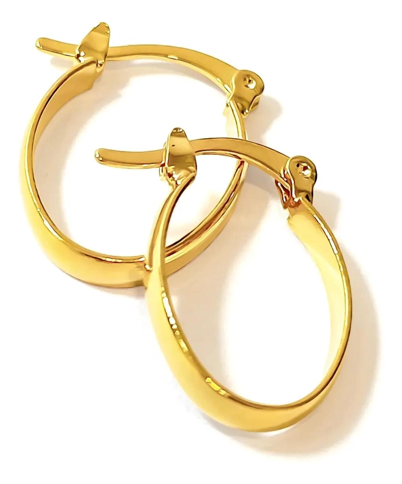 AROS OVALADOS DE BISAGRA ENCHAPADOS EN ORO 18K - 2