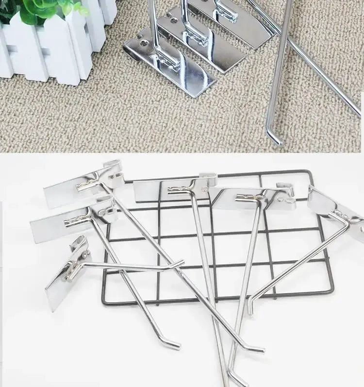 PACK DE 10 GANCHOS DE METAL CROMADO PARA MALLA DE 40 CM - 2