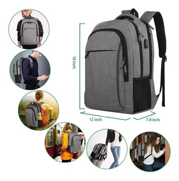 MOCHILA IMPERMEABLE ANTIRROBO PARA NOTEBOOK CON DISEÑO MODERNO - 4
