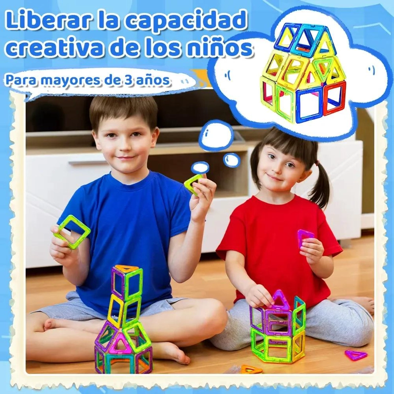 SET DE BLOQUES MAGNE TICOS COLORIDOS PARA CONSTRUCCION 60 PIEZAS - 2