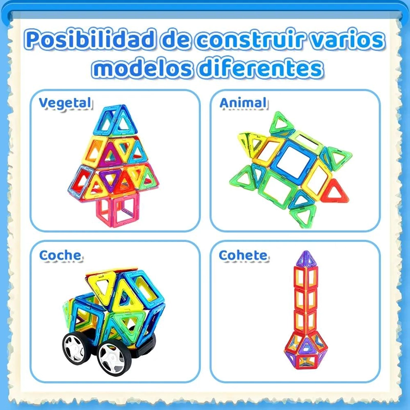 SET DE BLOQUES MAGNE TICOS COLORIDOS PARA CONSTRUCCION 60 PIEZAS - 5