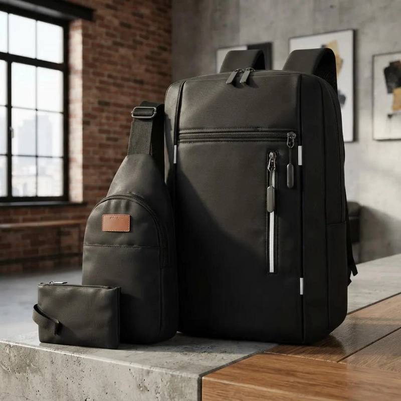 MOCHILA EJECUTIVA ANTIRROBO IMPERMEABLE CON BOLSO COMPLEMENTARIO - 1