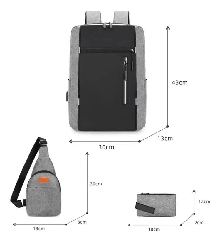 MOCHILA EJECUTIVA ANTIRROBO IMPERMEABLE CON BOLSO COMPLEMENTARIO - 3