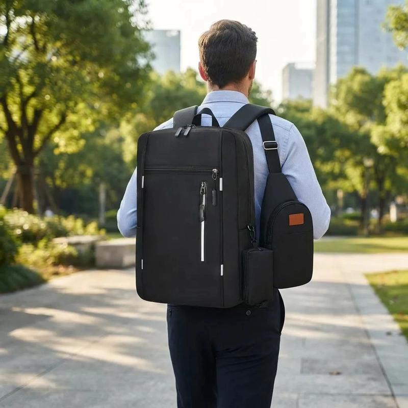 MOCHILA EJECUTIVA ANTIRROBO IMPERMEABLE CON BOLSO COMPLEMENTARIO - 5