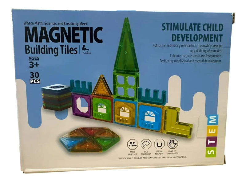 JUEGO DE BLOQUES MAGNE TICOS DE CONSTRUCCION 30 PIEZAS - 1