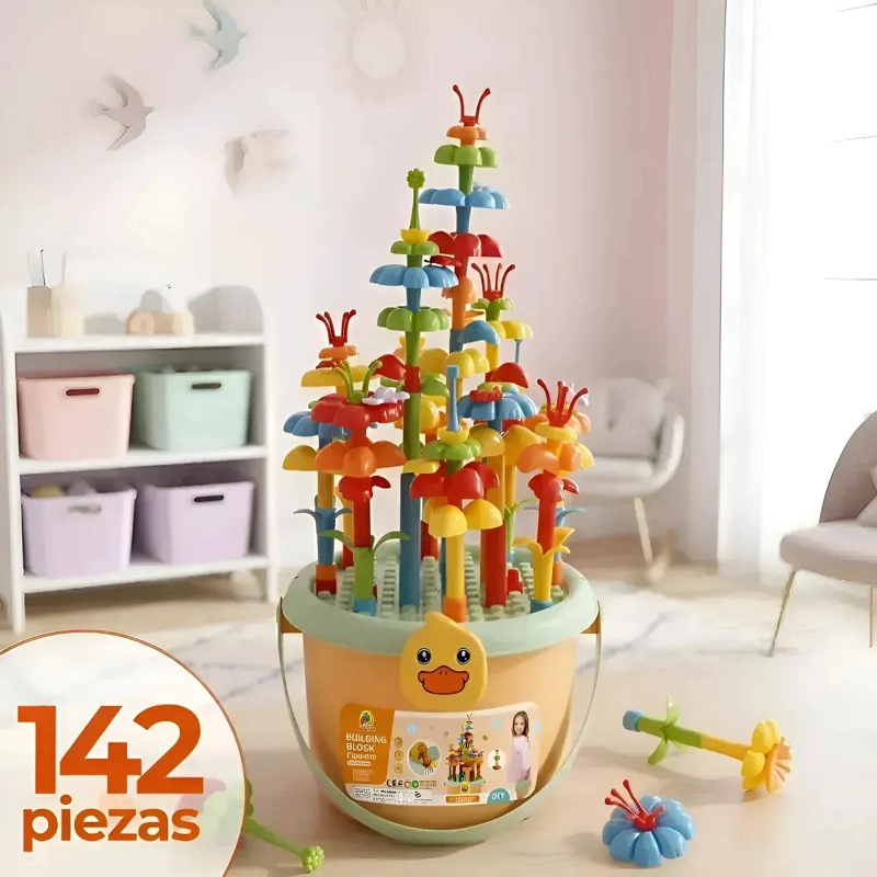 BALDE DIDACTICO DE CONSTRUCCION CON 142 PIEZAS PARA NIÑOS - 1