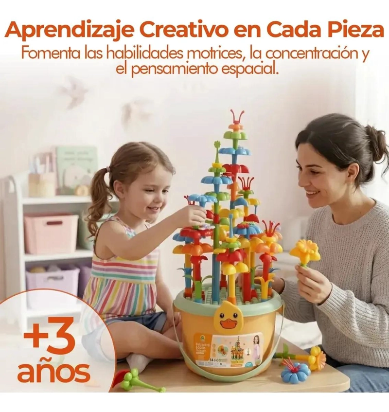 BALDE DIDACTICO DE CONSTRUCCION CON 142 PIEZAS PARA NIÑOS - 2