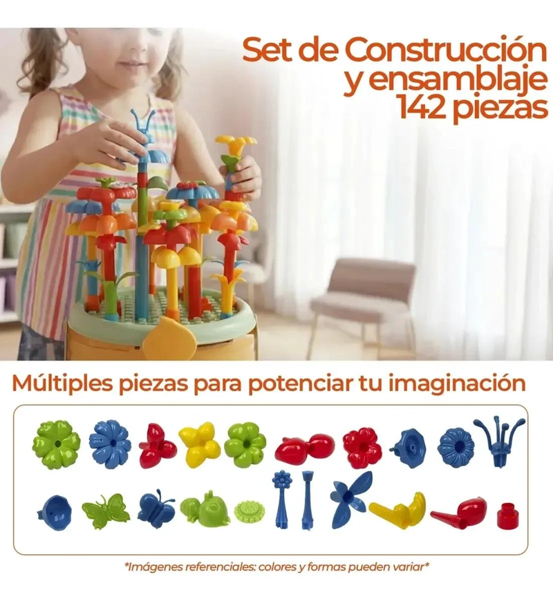 BALDE DIDACTICO DE CONSTRUCCION CON 142 PIEZAS PARA NIÑOS - 3