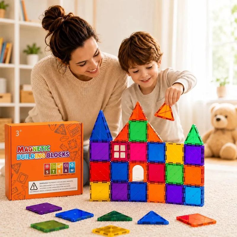 SET DE 32 BLOQUES MAGNE TICOS PARA CONSTRUCCION INFANTIL - 1